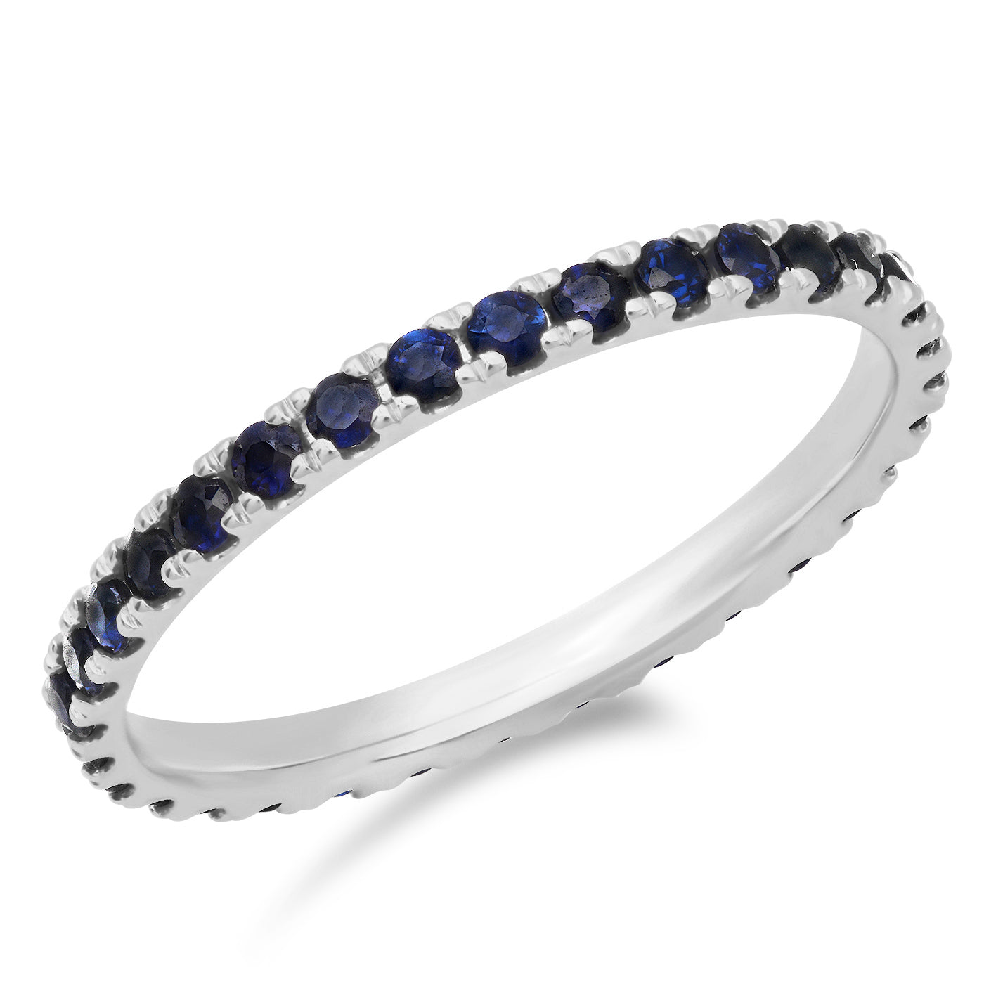 14K White Gold Standard Blue Sapphire Eternity Band